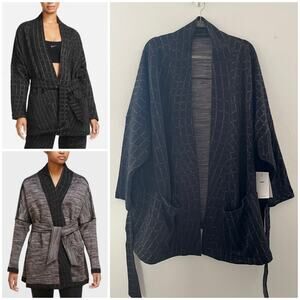 Nike Yoga Therma-Fit Luxe Jacquard Kimono Wrap Reversible Cardigan XXL Black NEW